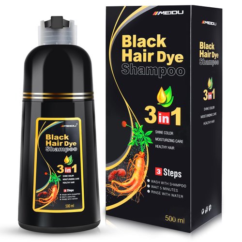 IIIMEIDU Hair Dye Shampoo 3 in 1 for Gray Hair, Herbal Ingredients Shampoo Black Hair Dye for Wom...