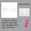 ROFIBUT Flower Press on Nails Medium Almond Fake Nails Glossy Gradient Pink Glue on Nails Small Floral False Nails Pink French Full Cover Stick on Nails for Women Girls Manicure Decoration 24Pcs