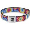 Dog Collar Seatbelt Buckle 70s Tie Dye 9 to 15 Inches 1.0 Inch Wide