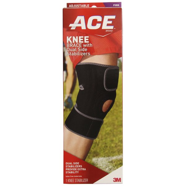 ACE Adjustable Knee Brace with Dual Side Stabilizers, Helps support weak, injured, arthritic or sore knee, One Size Fits Most