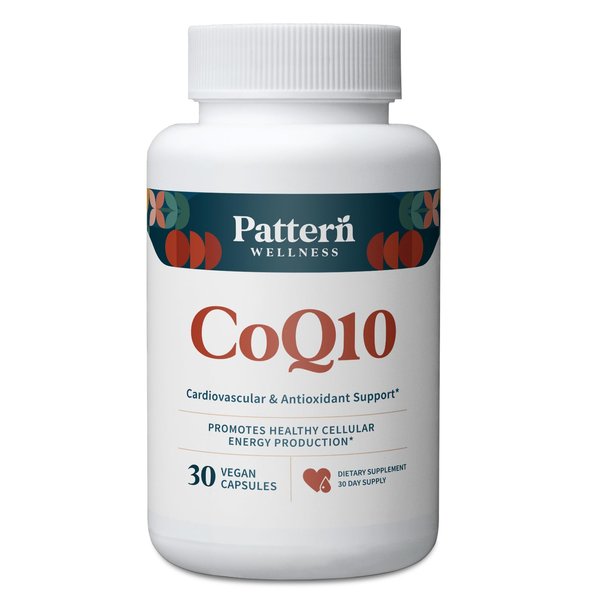 Pattern Wellness CoQ10-200mg Ubiquinone with Bioperine Black Pepper Extract - Cardiovascular & Cellular Energy Production Support - Non-GMO - 30 Vegan Capsules