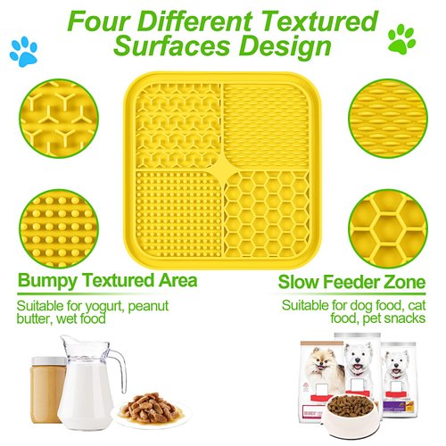 LUKITO 3PCS Lick Mat for Dogs and Cats, Licking Mat with Suction Cups for Dog Anxiety Relief, Cat Peanut Butter Lick Pad for Boredom Reducer, Dog Enrichment Toy, Dog Treat Mat for Bathing Grooming