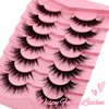 Cat-Eye Lashes Flu-ffy 20mm Manga Lashes Wispy Fairy Eyelashes, Curly Volume Spiky Lashes Faux Mink False Eyelashes that look like extensions Lashes Natural Look 7 Pairs Pack(ZD97)