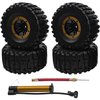 HIRCQOO 2.2" Rubber Tires Inflatable OD135mm & 12mm Hex Hub Plastic Beadlock Wheel Rims Compatible with Axial SCX10 Tamiya CC01 TF2 Traxxas 1/10 RC Monster Truck Crawler (Yellow)
