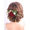 Kercisbeauty Red Floral Hair Clip Burgundy Wedding Hair Comb Headband for Brides Garden Wedding Bridal Bridesmaide Headpiece Flower Girl Hair Dress