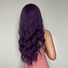 MAGQOO Dark Purple Wig Women Mardi Gras Wig Long Curly Wavy Deep Purple Wig with Bangs Synthetic Heat Resistant(Dark Purple)