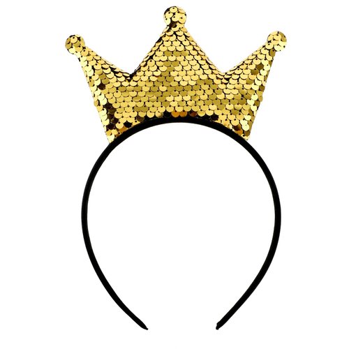 WLLHYF Sequins Crown Headband Christmas Glitter Crowns Hair Band Gold Hair Hoop Hair Accessories for Girls Women Birthday Christmas Party (gold)