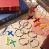 Equsion 48 Pcs Cross Necklaces Christian Religious Party Favors Include 24 Plastic Crystal Cross Necklace DIY Craft Gifts with 24 Bracelet for Vacation Bible Prize Favor (Cross)