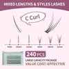 Individual Lashes 240 Clusters Eyelashes Extensions 3 Types Natural Fairy Manga Lashes 6-11mm Mixed Lashes Clusters DIY at Home (A Type & Fishtail & Bottom Lashes)