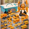 Magnetic Transform Engineering Car Assembled Toys with Storage Box, Robot Magnetic Blocks Toy, Construction Vehicle Engineering Cars for Kids Ages 3-7 Outdoor Toddler Activities Toys (35 Pieces)