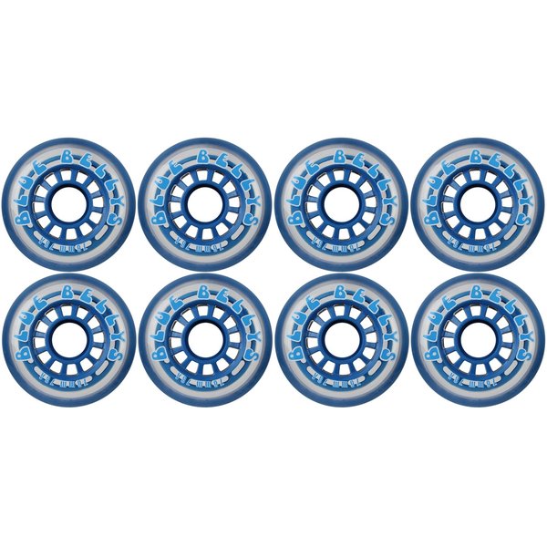 Blue Bellies 8 Inline Skate Wheels 76mm 78a, Clear/Blue