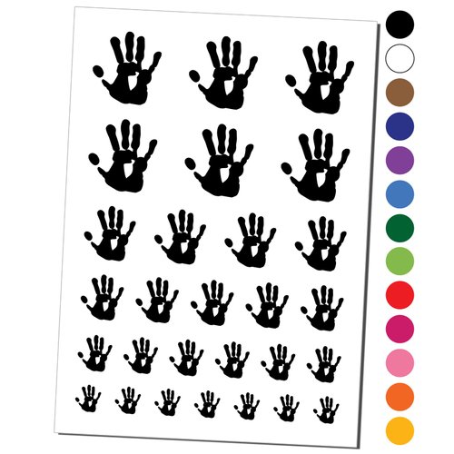 Hand Print Temporary Tattoo Water Resistant Fake Body Art Set Collection - Red (One Sheet)
