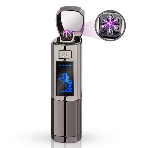 AngLink Triple Arc Lighter Plasma Lighter Windproof Lighter Rechargeable Electric Lighter Rechargeable USB Survival Lighter with LED Battery Indicator for Fire Outdoors Adventure Camping Hiking