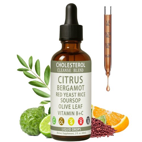 RESONA Red Yeast Rice Drops, Citrus Bergamot Red Yeast Rice, High Absorption Cholesterol Support Blend with Red Yeast Rices, Citrus Bergamot, Olive Leaf & Soursop, Natural, Non-GMO, Vegan - 2 fl oz