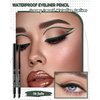 Dark Green Waterproof Eyeliner Gel Pencil- 2Pcs Smudge Proof Long Lasting Retractable Eyeliner Pen, Creamy Eyeliner Waterline, Smoky Makeup Eye Liner Pencils for Women, Built-In Sharpener & Smudger-06