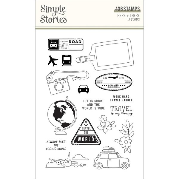 SIMPLE STORIES Here & There Photopolymer Clear Stamps Art Craft, Multicolor