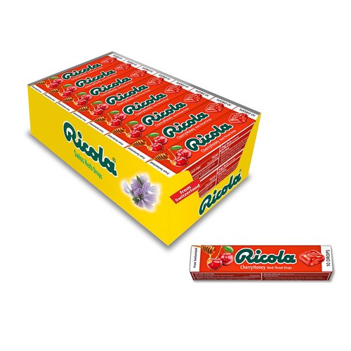 Ricola Cherry Herbal Cough Suppressant Throat Drops, 9 ct Stick (Case of 20)