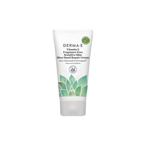 Derma E Vitamin E Fragrance Free Sensitive Skin Shea Hand Repair Cream – Intensive Therapy Hand Cream – Cruelty Free Unscented Hand Lotion for Dry or Cracked Skin, 2 oz