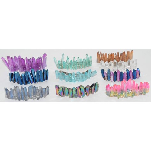 Nature's Enlightenment Dark Blue and Purple Angel Aura Quartz Stone Hair Clip Barrette Angel Aura Quartz Crystal