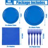 Fairooth 100 Count Blue Paper Plates and Napkins Blue Party Tableware Set Blue Disposable Plates Napkins and Forks for Wedding Birthday Party Bridal Shower Baby Shower, Serve 25