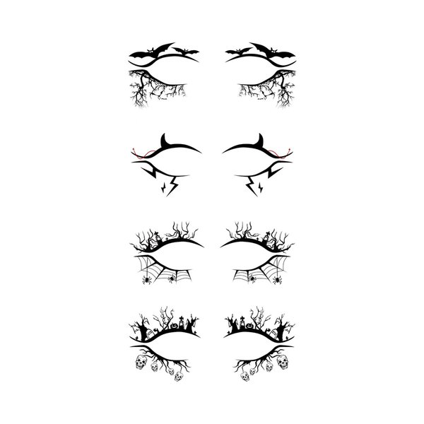 8 Pairs Eye Shadow Eyeliner Face Eye Tattoo Stickers for Women Halloween Makeup, Horror Spider Web Skull Bat Eyeshadow Fake Temporary Tattoo Stickers for Halloween Masquerade Party Favor Supplies