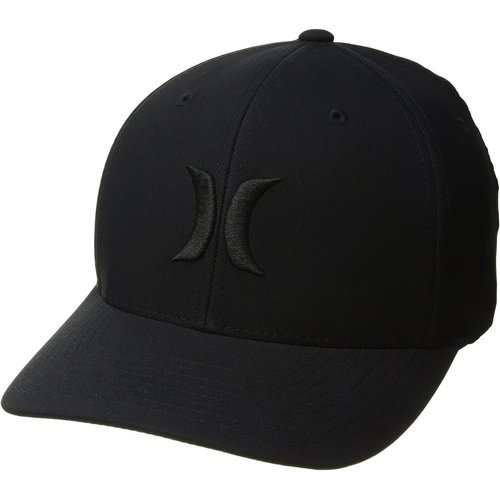 Hurley Men's Dri-Fit One & Only Flexfit Baseball Cap, Black/Black, L-XL