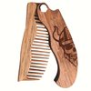 Beard Comb for Men Pocket Folding Combs for Mustache & Hair Travel Natural Wooden Comb with Real Man Engraving - Perfect for Use w/Beard Balm Oil (Wavy Half Skull) (Model WV)