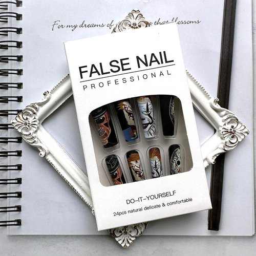 Halloween Press on Nails Long Square Fake Nails Eight Ghost Face Bleed Designs False Nails Full Cover Abstract Acrylic Nails Matte Extra Long Glue on Nails Halloween Stick on Nails for Women Girls
