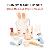 Mentari Toys - Bunny Make Up Set - 10 Pc Wooden Pretend Play Beauty Kit with Bunny Storage Bag - Role Play Toy with Realistic Pieces - Inspire Creativity and Imagination - Age 3+