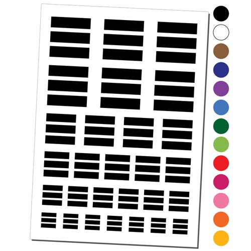 Rectangle Trio Temporary Tattoo Water Resistant Fake Body Art Set Collection - Black (One Sheet)