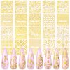 Gold Flowers Nail Art Sticker, KISSBUTY 20 Sheets Metallic Flowers Vine Nail Decals 3D Flower Lace Nail Adhesive Stickers Leaves Nail Art Decor Gold Floral Nail Decor Manicure