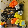 136pcs Construction Birthday Party Balloon Garland Kit, Digger Birthday Party Supplies with Yellow Black Balloon Truck Banner for Construction Quarantine Party Decorations (Arch 3)