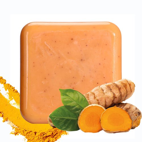 2Pcs Turmeric Soap Bar for Face & Body, Exfoliating & Nourishing Skincare Natural Bar, Handmade Gentle Scrub Soap,Refine the Skin, for Glowing skin,Reduces Acne, Deep Cleanses Skin (Turmeric)