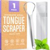 BASIC CONCEPTS Metal Tongue Scraper, Reduce Bad Breath in Seconds, Stainless Steel Tongue Cleaners for Adults, Metal Tounge Scrubber, Tongue Scraper Cleaner for Fresh Breath Tongue Brush (One Pack)