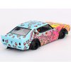 Skyline Kenmeri Liberty Walk RHD (Right Hand Drive) Kuma Light Blue and Yellow with Graphics Limited Edition 1/64 Diecast Model Car by Mini GT MGT00698