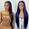 MITIMES 13x6 Dark Blue Straight HD Lace Front Wig Pre-Plucked Glueless Long Straight Blue Lace Front Wigs Synthetic Wear and Go Lace Front Wigs