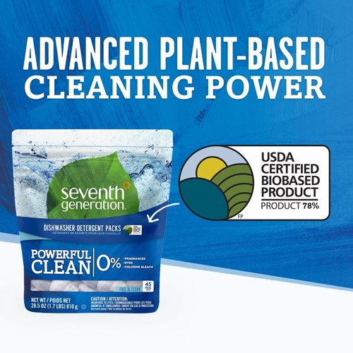 Seventh Generation Dishwasher Detergent Packs, Free & Clear, 45 count