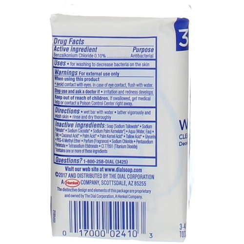 Dial Clean And Refresh Antibacterial Deodorant Bar Soap, White - 4 oz, 3 Bars Pack of 2 (Presentation May Vary)