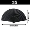 FANSOF.FANS Black Silk Fabric Folding Hand Held Fan with a Pouch Bamboo Ribs Chinese Vintage Handheld Girls Women Wedding Party Favour Gift (Simple Black)