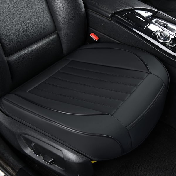 Cusaota 1 Piece Car Seat Covers Protectors for Front Seat Bottoms, Luxury PU Leather Car Interior Seat Cushion Pad Mat, Compatible with 90% Vehicles (Sedan SUV Truck Jeep) (Black-1Piece)