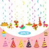 Mexican Theme Birthday Party Decorations Set, Fiesta Party Supplies, Pre-Strung Happy Birthday Banner, Cupcake Cake Toppers, Cactus Taco Ceiling Hanging Swirls, Mexican Cinco De Mayo Party Supplies