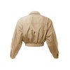 Cropped Front Two Pocket Snap Quilted Padding Bomber Jacket Khaki M