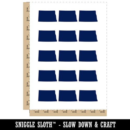 North Dakota State Silhouette Temporary Tattoo Water Resistant Fake Body Art Set Collection - 15 2" Tattoos (1 Sheet)