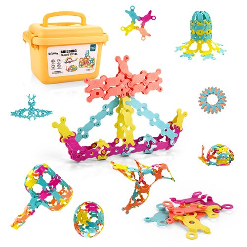 UTOPLIKEY STEM Building Block Toy with Carrying Case Flexible Interlocking Construction Blocks Set for Boys Girls Age 3 4 5 6 7 8 Year Old Classroom Learning Educational Toys