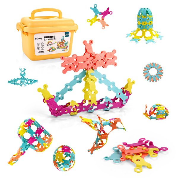 UTOPLIKEY STEM Building Block Toy with Carrying Case Flexible Interlocking Construction Blocks Set for Boys Girls Age 3 4 5 6 7 8 Year Old Classroom Learning Educational Toys
