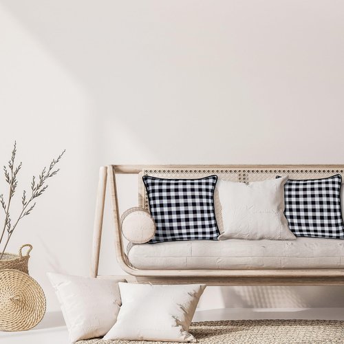 Buffalo Check Tufted Chair Seat Cushions, 2-Pack, Black & White- 16" x 15" x 3" - Comfortable Seat Cover Pad with Stain Repellent Fabric & Ties to Indoor & Ourdoor Chair Styles by Achim Home Decor