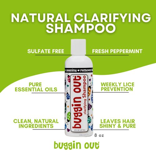 buggin out Clarifying Shampoo 8oz | Deep Cleaning |Detox Shampoo For Lice Treatments & Build Up On Hair & Scalp | Safe For Kids & Adults
