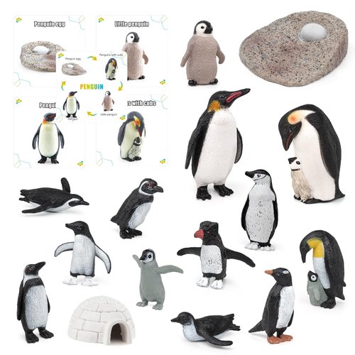 GAICOM Polar Penguin Figure Cards Playsets 15PCS Penguin Model Toy Desktop Decoration Collection Party Favors Toys for Boys Girls Kids