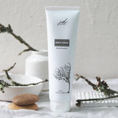 JDBotanics Baobab Honeybush Body Scrub with Activated Charcoal | 99% Natural Ingredients | Direct from South Africa