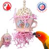 Bonka Bird Toys 2441 Pink Sola Teacup 8" High by 4" Wide Medium Parrot Chew Cage Toy, Conures, Ringneck, Quakers, and Similar
